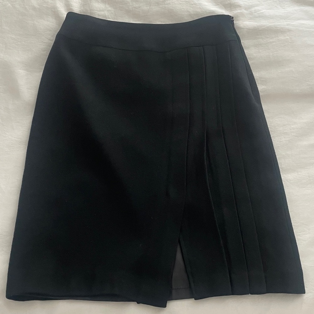 EUC Wool pleated black A-line skirt
